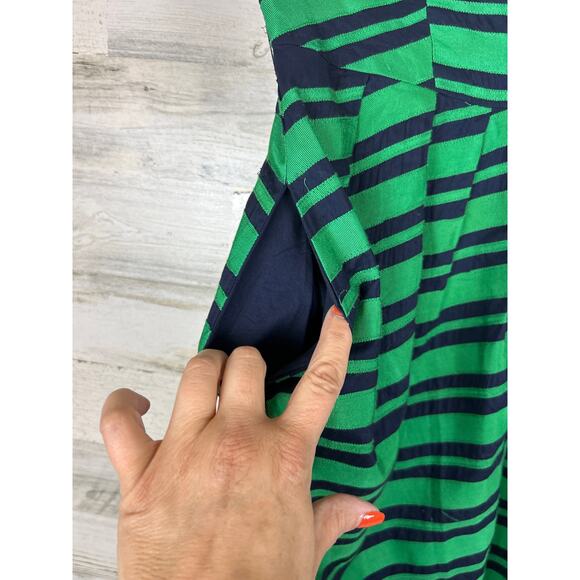 Moulinette Soeurs Anthropologie Women’s 12 Green Stripe Strapless Mini Dress - Picture 3 of 7